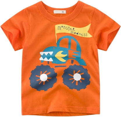 Boys' 4-Pack Excavator Short Sleeve Crewneck T-Shirts Top Tee Size 2-7 Years Toddler Boys' Value