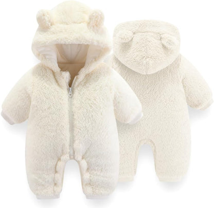 UVIPC Baby Newborn Bear Outfit Fleece Snowsuit Winter Clothes Hooded Jumpsuit Romper for Baby boy