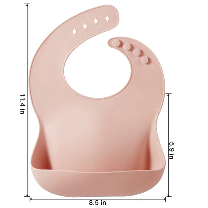 PandaEar Set of 3 Silicone Baby Bibs, Waterproof Soft Adjustable Bibs for Babies Toddlers 10-72