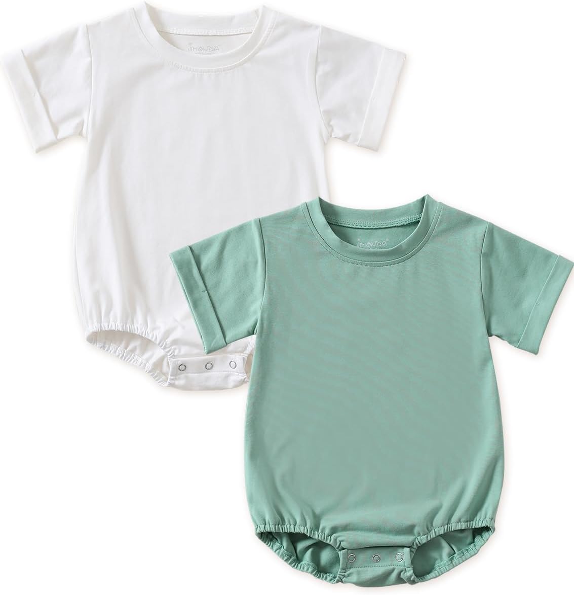 Jimonda Baby Bubble Romper Boy Girl Solid Color T-Shirt Outfits Short Sleeve Bodysuit Organic