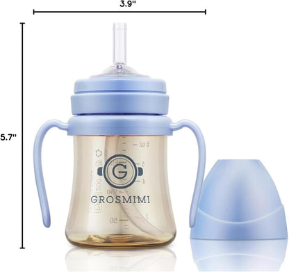 GROSMIMI Spill Proof no Spill Magic Sippy Cup with Straw with Handle for Baby and Toddlers