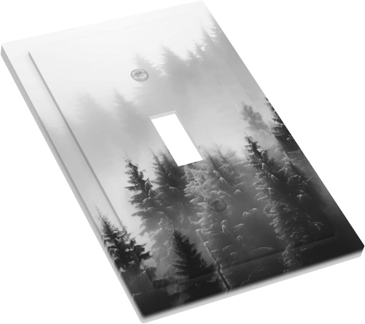 Foggy Forest Natural Scenery Retro Tree Pine Decorative Light Switch Cover 1 Gang Single Toggle