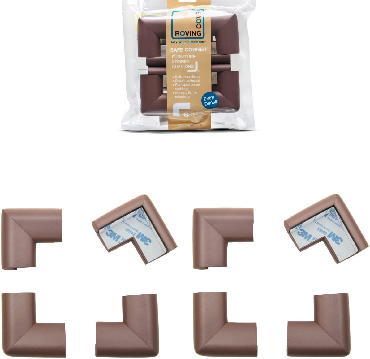 Roving Cove HeftyFit Corner Protector for Baby (8 Large Corners), Heavy-Duty Soft Rubber Foam