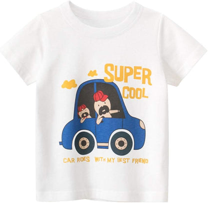 Boys' 4-Pack Excavator Short Sleeve Crewneck T-Shirts Top Tee Size 2-7 Years Toddler Boys' Value