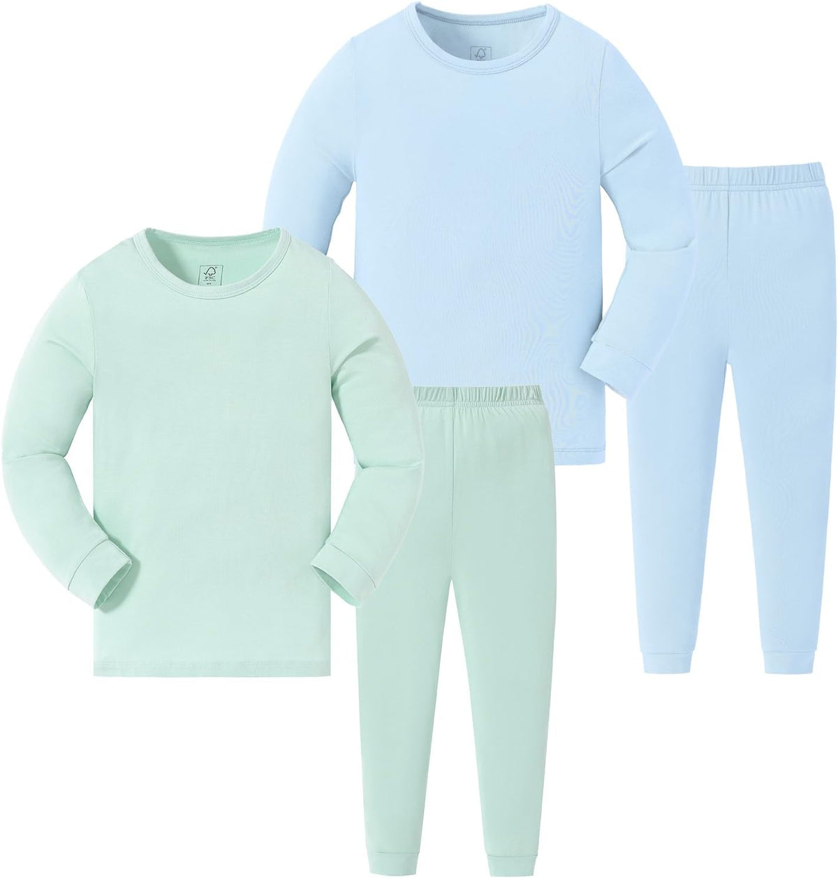 JunNeng Bamboo Viscose Pajamas for Toddler Baby, Boys Girls Solid Snug Fit Pajamas Long Sleeve