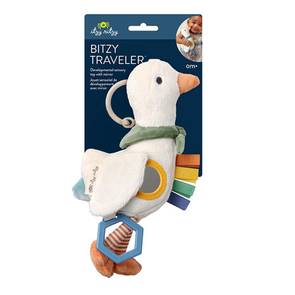 Itzy Ritzy Bitzy Traveler Baby Stroller & Car Seat Toy with Rattle (Goose)