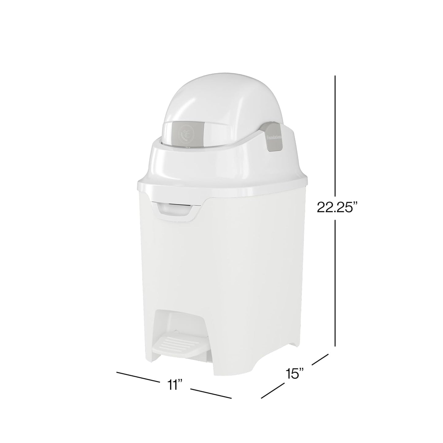 Foundations Mini Hands-Free Diaper Pail with Airtight Lid - Durable & Odorless Diaper Disposal