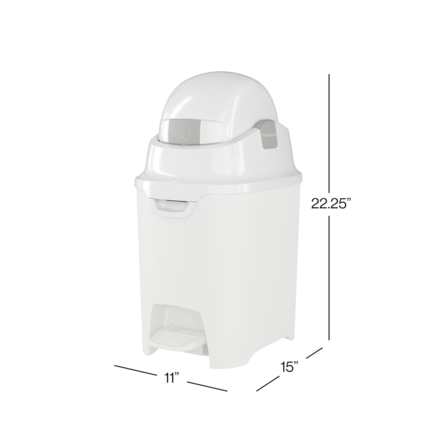 Foundations Mini Hands-Free Diaper Pail with Airtight Lid - Durable & Odorless Diaper Disposal