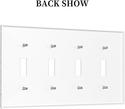 Light Switch Covers Rustic Vintage White Wood Grain Quad Toggle Electrical Faceplate 4 Gang Wall