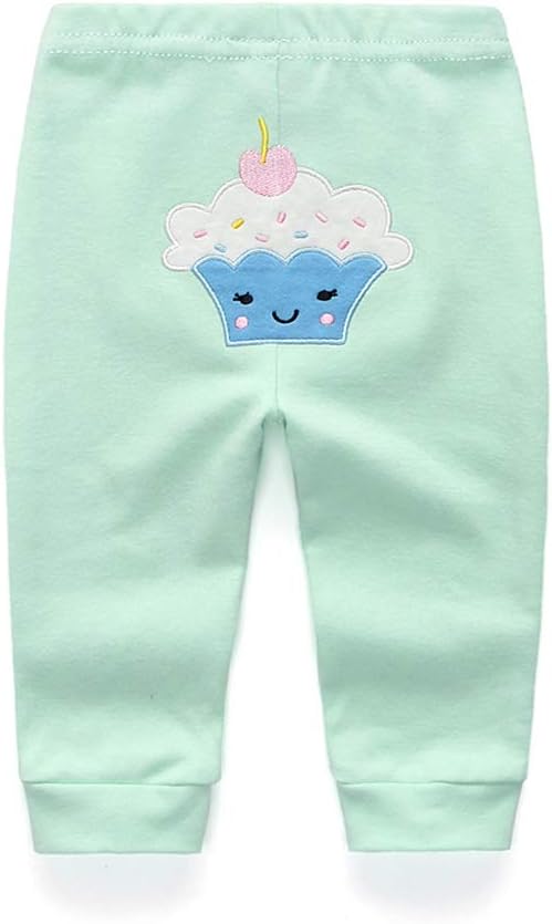 Unisex Newborn Baby Cotton 4-Pack Pants Embroidery Pringting Casual Leggings 0-24 Months for Boys
