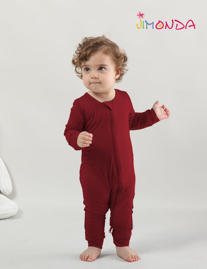 Jimonda Baby Romper Boys Girls Bamboo Pajamas 2-Way Zipper Footless Unisex Long Sleeve Sleepers