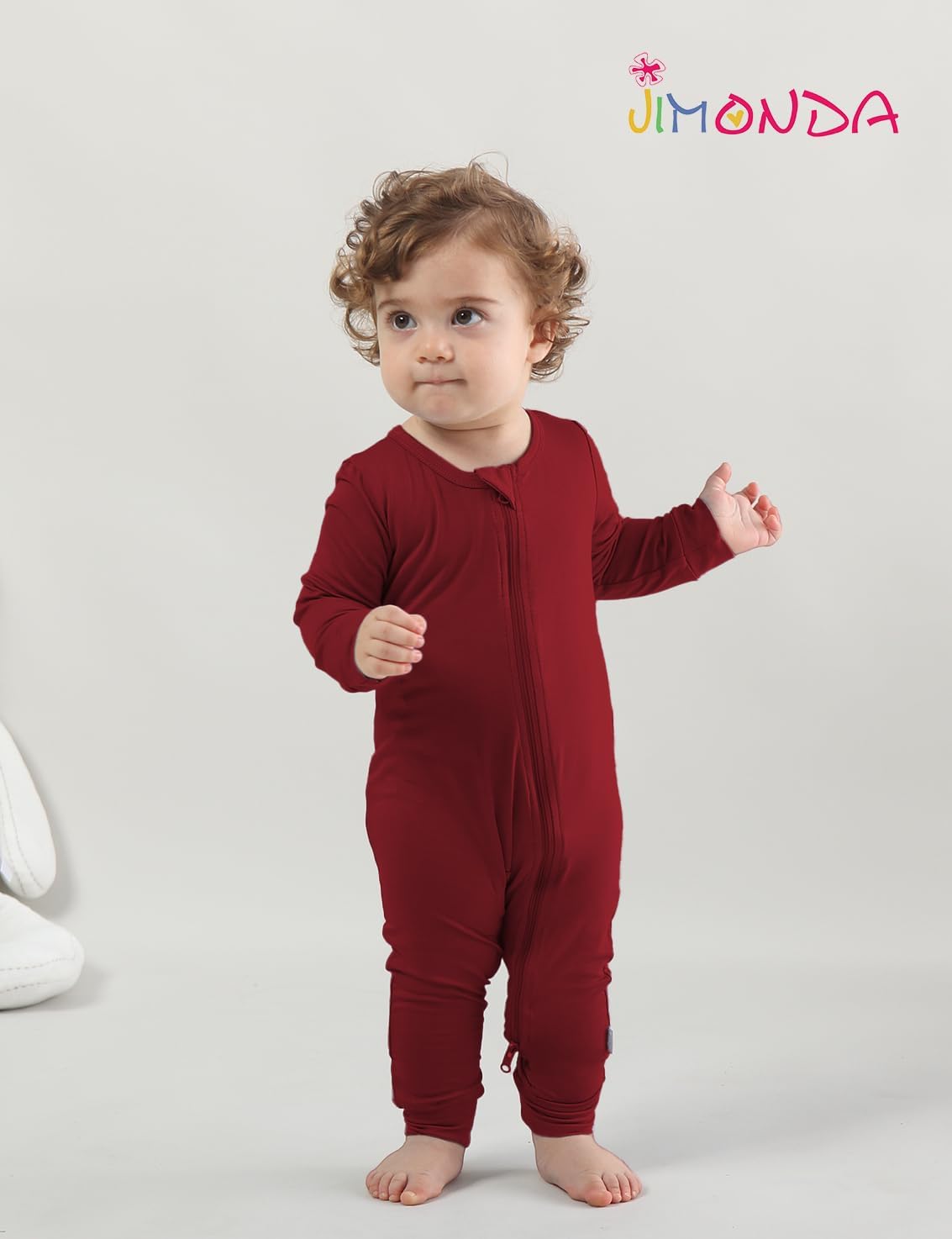 Jimonda Baby Romper Boys Girls Bamboo Pajamas 2-Way Zipper Footless Unisex Long Sleeve Sleepers
