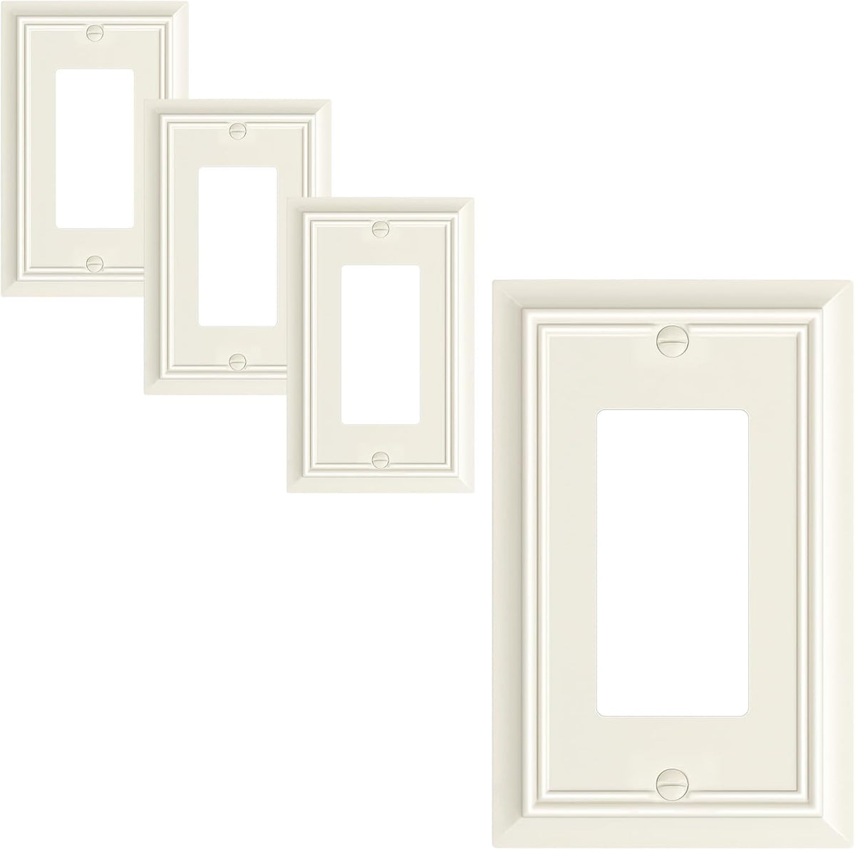 4-Pack Decorator Wall Plate Cover, Light Almond Decorative Switch Plates and Outlet Covers, Durable