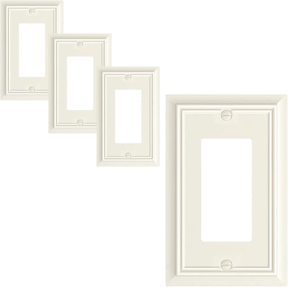 4-Pack Decorator Wall Plate Cover, Light Almond Decorative Switch Plates and Outlet Covers, Durable