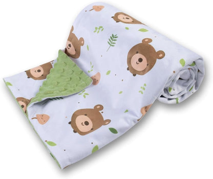 Baby Blanket for Boys Girls Soft Minky with Double Layer Dotted Backing, Cartoon Printed 30 x 40