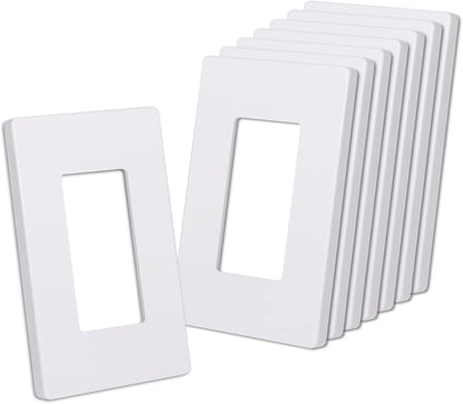 CML Matte White Decorator Screwless Wall Plate, 8 Pack 1-Gang Outlet Covers and Switch Plates