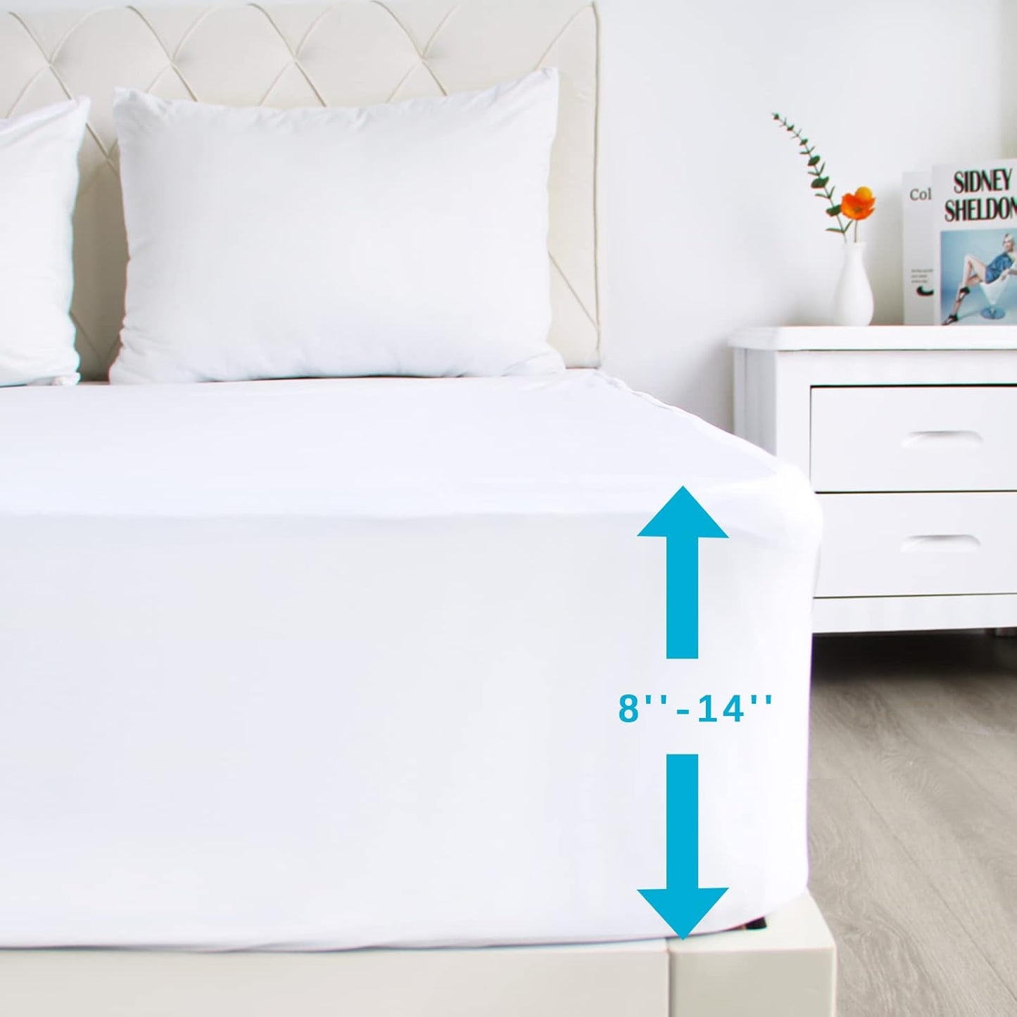 2 Pack Full Size Mattress Protector Waterproof, Noiseless & Soft Coverage Mattress Cover Fitted