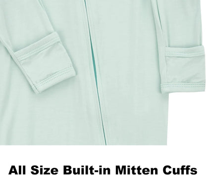 Aablexema Baby Footless Pajamas Zipper with Mitten, Rayon from Bamboo, Infant Long Sleeve Romper Pjs