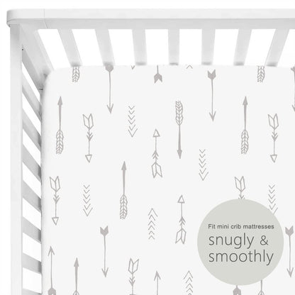 GRSSDER Stretchy Ultra Soft Jersey Knit Fitted Pack n Play Sheets Set 2 Pack, Portable/Mini Crib