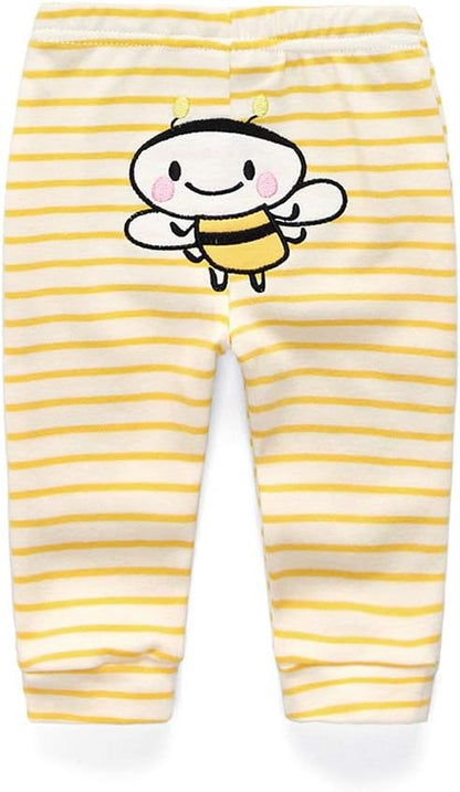 Unisex Newborn Baby Cotton 4-Pack Pants Embroidery Pringting Casual Leggings 0-24 Months for Boys