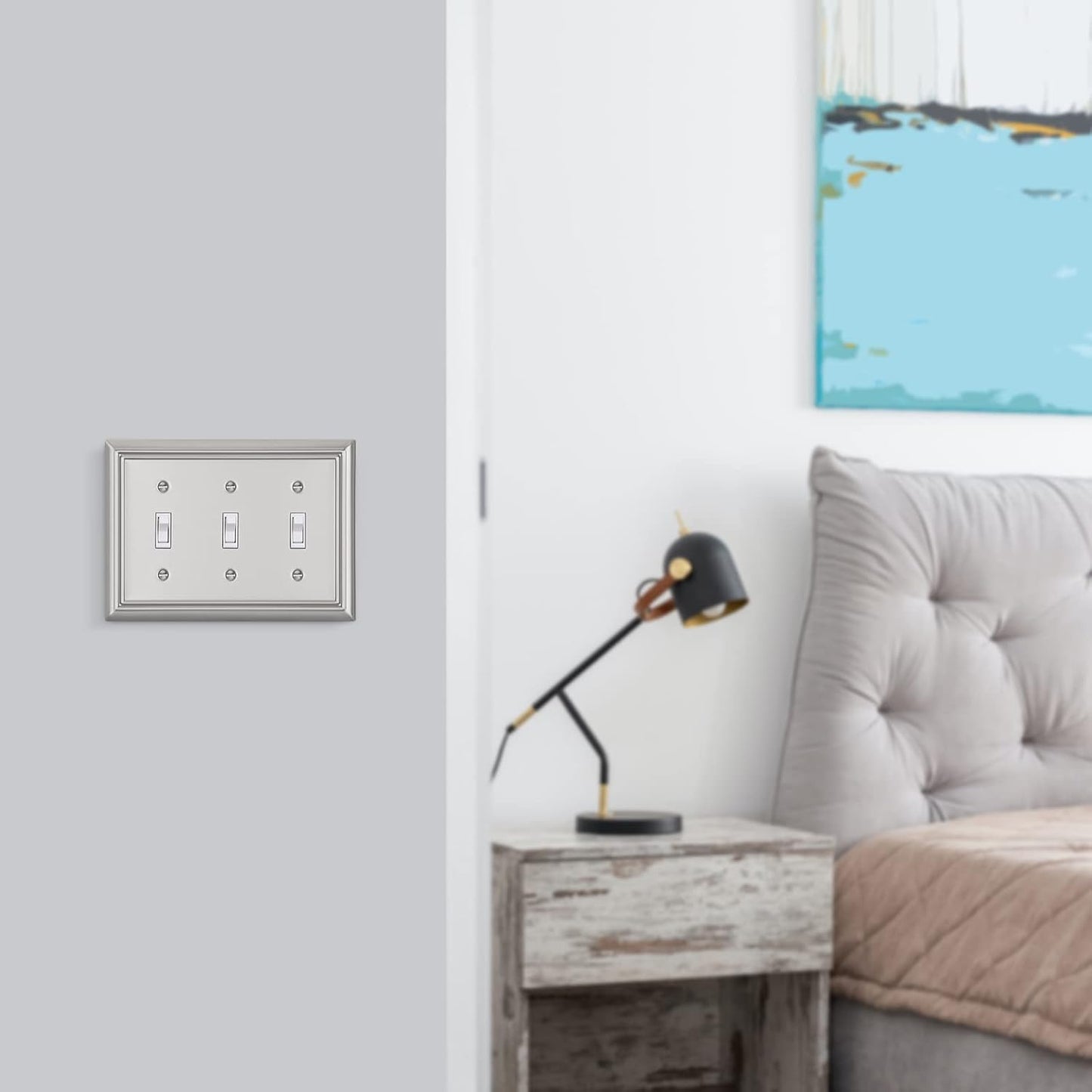 DEWENWILS Tripple Toggle Wallplates, Brushed Nickel Light Switch Covers, Heavy Duty Matel Material