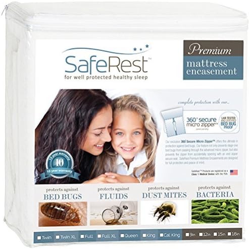 SafeRest Zippered Mattress Protector - Premium 9-12 Inch Waterproof Mattress Cover for Bed