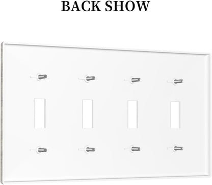 Light Switch Covers Retro Rustic Brown Wood Grain Quad Toggle Electrical Faceplate 4 Gang Wall