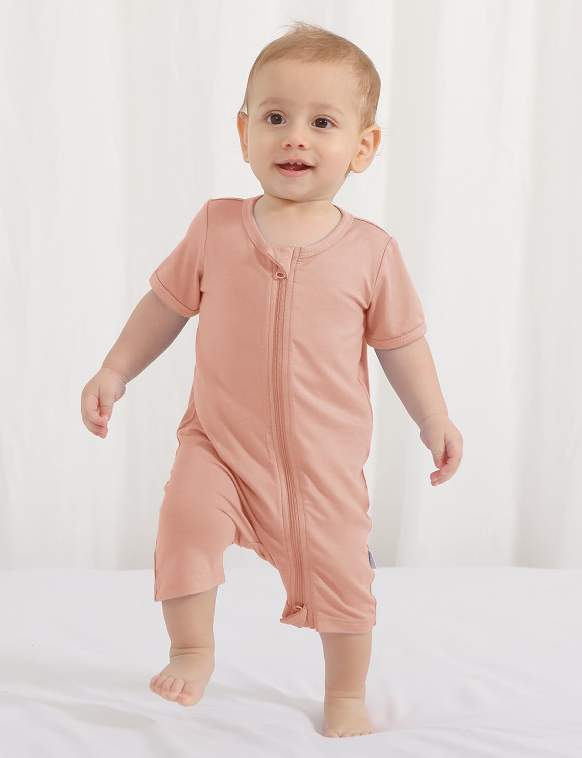 Jimonda Boys Baby Girls Short Sleeve Romper Unisex Baby Footless Pajamas With Viscose 2-Way Zipper