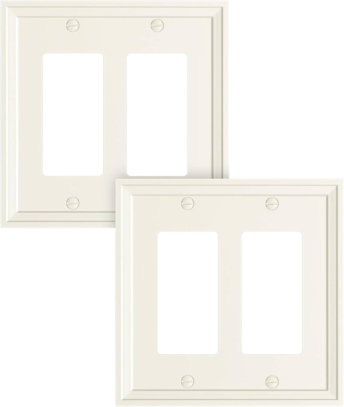 2-Pack Double Decorator Outlet Cover Plate, Light Almond Modern Decorative Switch Plates and Outlet
