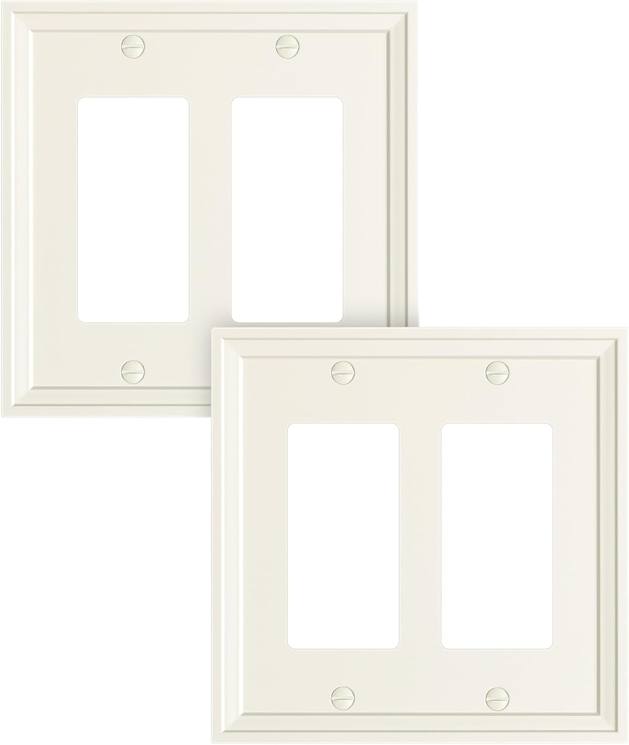 2-Pack Double Decorator Outlet Cover Plate, Light Almond Modern Decorative Switch Plates and Outlet