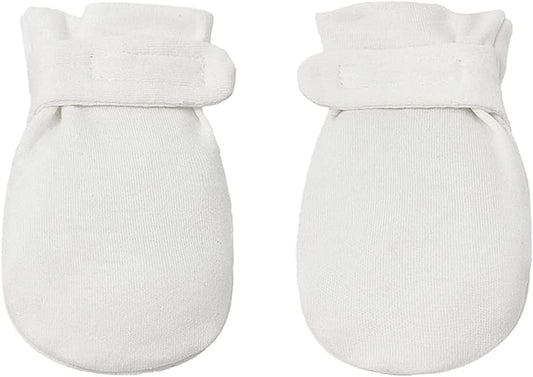 Newborn Baby No Scratch Mittens Stay On, 100% Cotton Breathable, Adjustable Infant Gloves for Baby