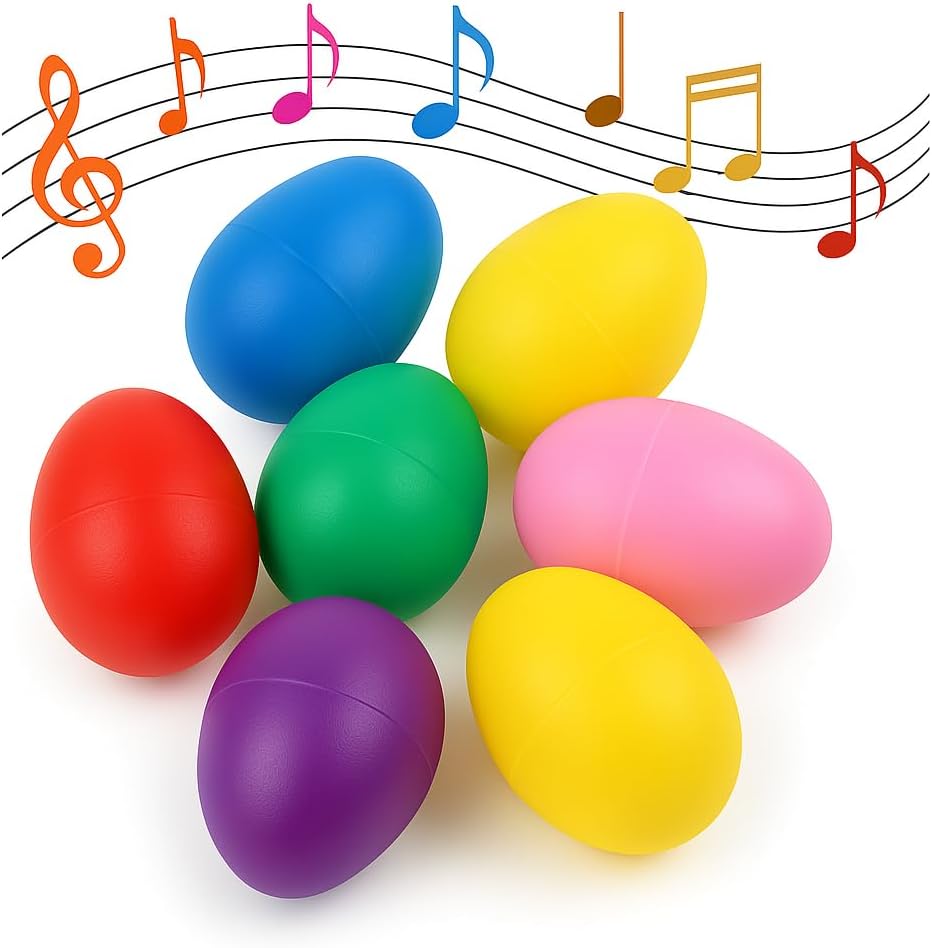 GIFTEXPRESS 50 PCS Easter Egg Shakers for Kids – Colorful Percussion Musical Maracas for Toddlers