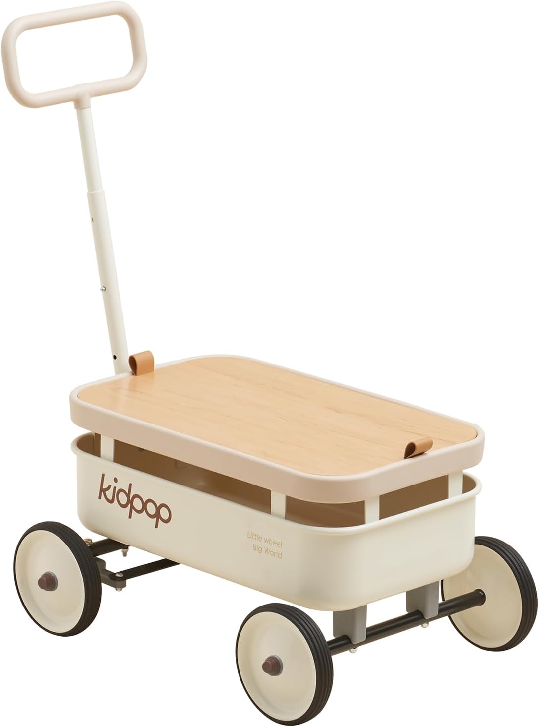 kidpop PULA-Wild 3-in-1 Kids' Pull-Along Wagon Toddlers Push Walker for 2.5-8, Removable Wooden