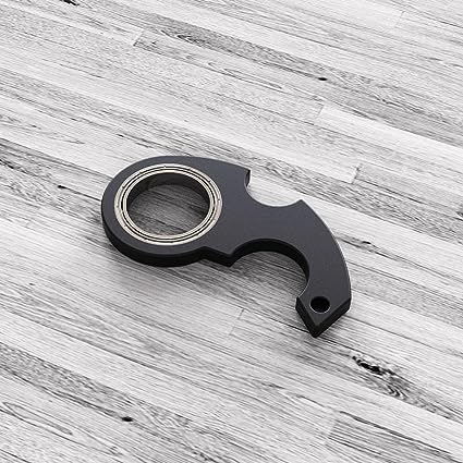 Black Keychain Spinner Fidget Ring Toy,Keychain Spinner Fidget Ring Metal Key Chain Spinner Fidget