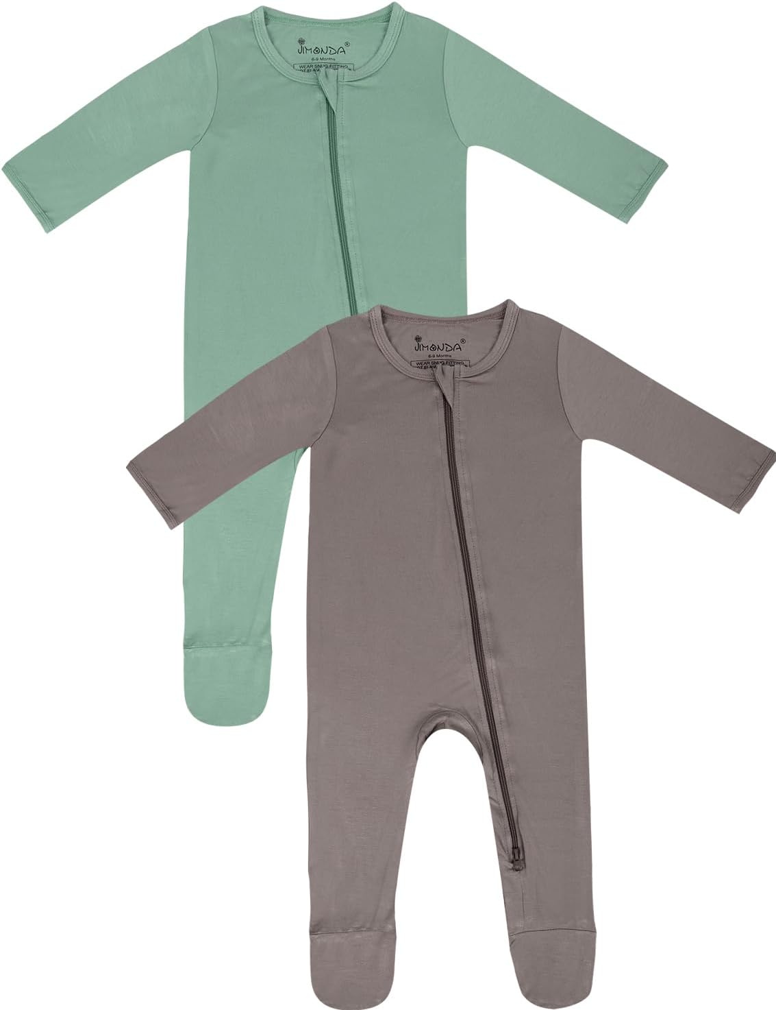 Jimonda Bamboo Baby Pajamas,Unisex Boys Girls One-Piece Footies,Long Sleeve Sleepers 2-Way Zip