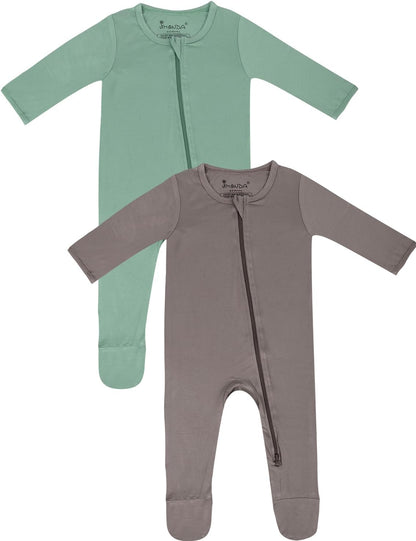 Jimonda Bamboo Baby Pajamas,Unisex Boys Girls One-Piece Footies,Long Sleeve Sleepers 2-Way Zip
