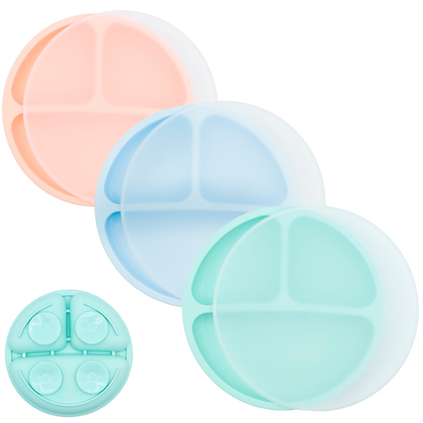 WeeSprout Suction Plates for Babies With Lids & Toddlers - 100% Silicone, Dinnerware Stays Put