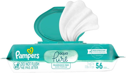 pampers aqua pure baby wipes 56 ct OLD