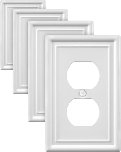 4-Pack Duplex Outlet Covers, Off White Electrical Outlet Cover Plate, Metal Wall Plate for