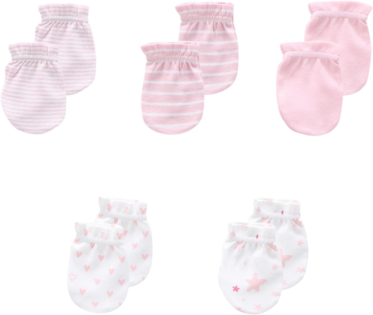 5 Pack Unisex New Born Boy Girls No Scratch Mittens Cotton Soft Baby Gloves Accessory 0-3 Months