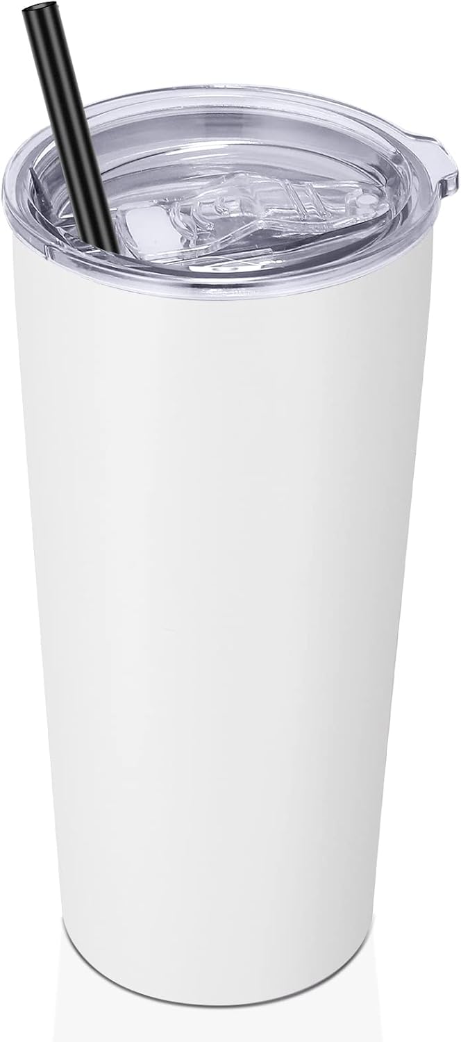 VEGOND 20oz Tumbler Bulk with Lid and Straw 1 Pack, Stainless Steel Vacuum Insulated Tumbler