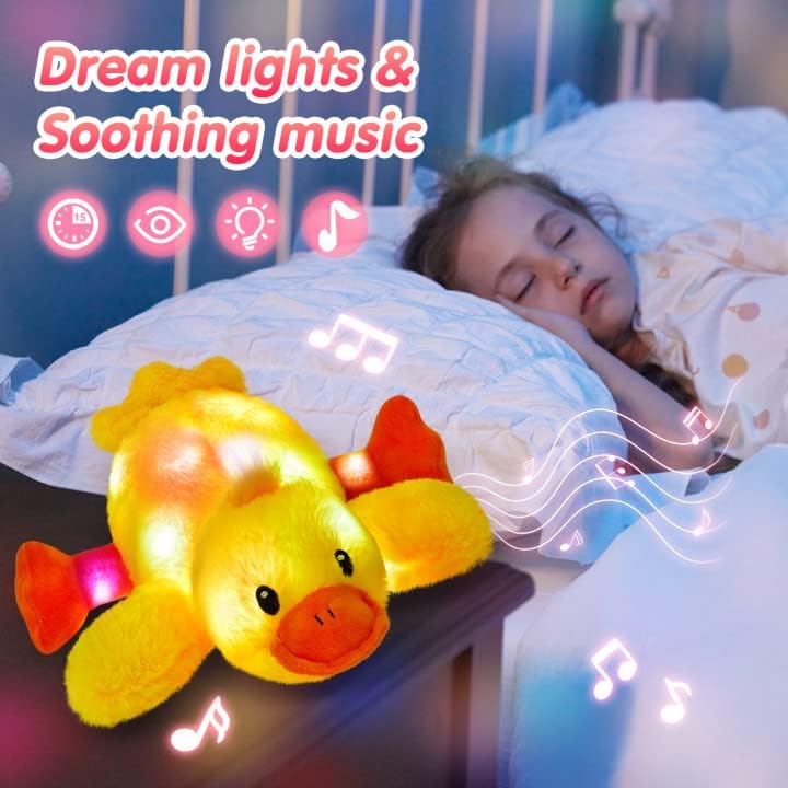 Glow Guards 12'' Musical Light Up Yellow Duck Stuffed Animal LED Glowing Singing Soft Plush Toy