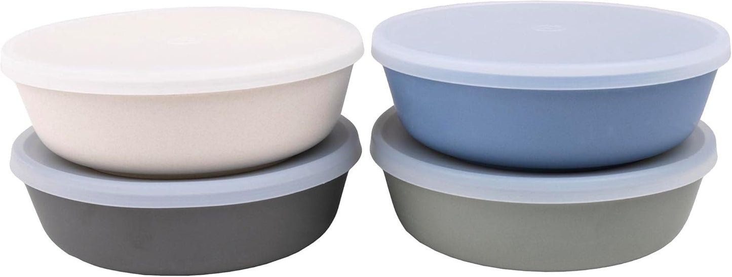 WeeSprout Bamboo Kids Bowls with Lids, Set of Four 15 oz Kid-Sized Bamboo Bowls, Bamboo Kid Bowls
