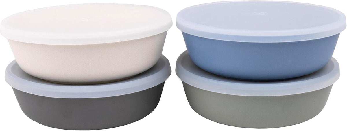 WeeSprout Bamboo Kids Bowls with Lids, Set of Four 15 oz Kid-Sized Bamboo Bowls, Bamboo Kid Bowls
