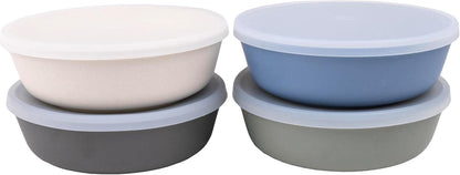 WeeSprout Bamboo Kids Bowls with Lids, Set of Four 15 oz Kid-Sized Bamboo Bowls, Bamboo Kid Bowls