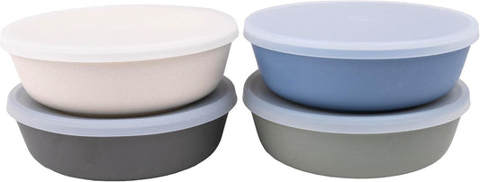 WeeSprout Bamboo Kids Bowls with Lids, Set of Four 15 oz Kid-Sized Bamboo Bowls, Bamboo Kid Bowls