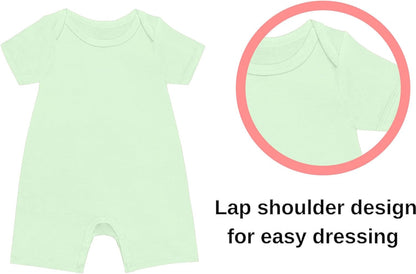 GUISBY Rayon Baby Pajamas, Short Sleeve Footless Rompers, Snap Closure Sleeper for Boy Girls