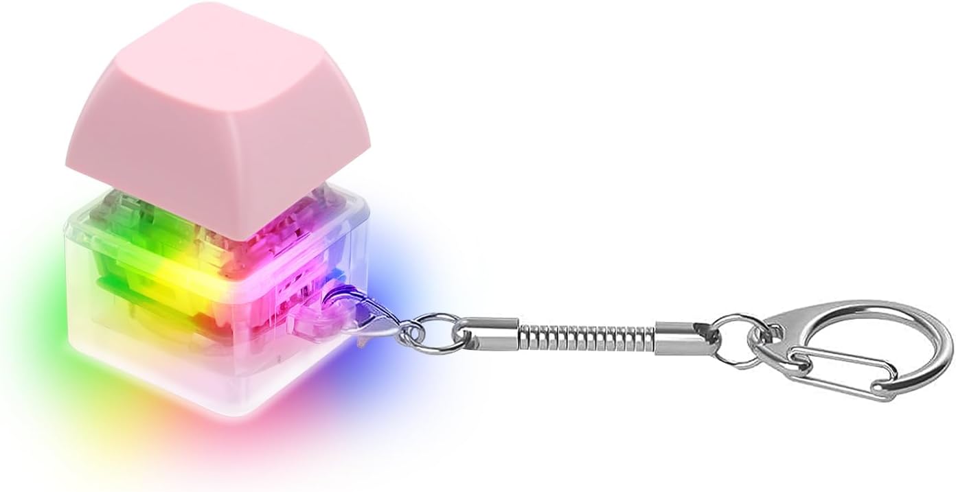 Keyboard Fidget Toys for Adults Keyboard Clicker with LED Light Keychain Fidget Sensory Fun Toys