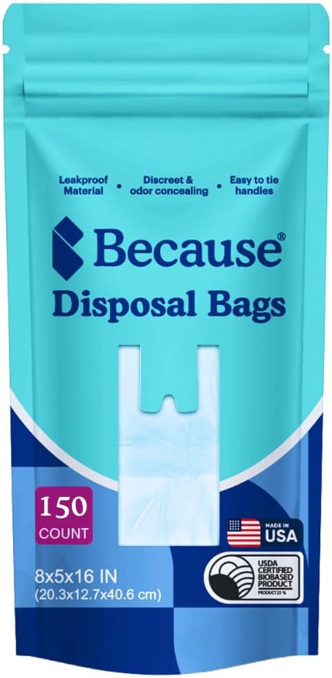 Because Incontinence Disposal Bags, Discreet, Tear Resistant Adult Disposal Bags for Men & Women