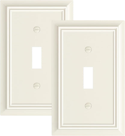 2-Pack Single Toggle Light Switch Cover Plate, Durable Natural Bamboo Fiber Decorative Switch Plate
